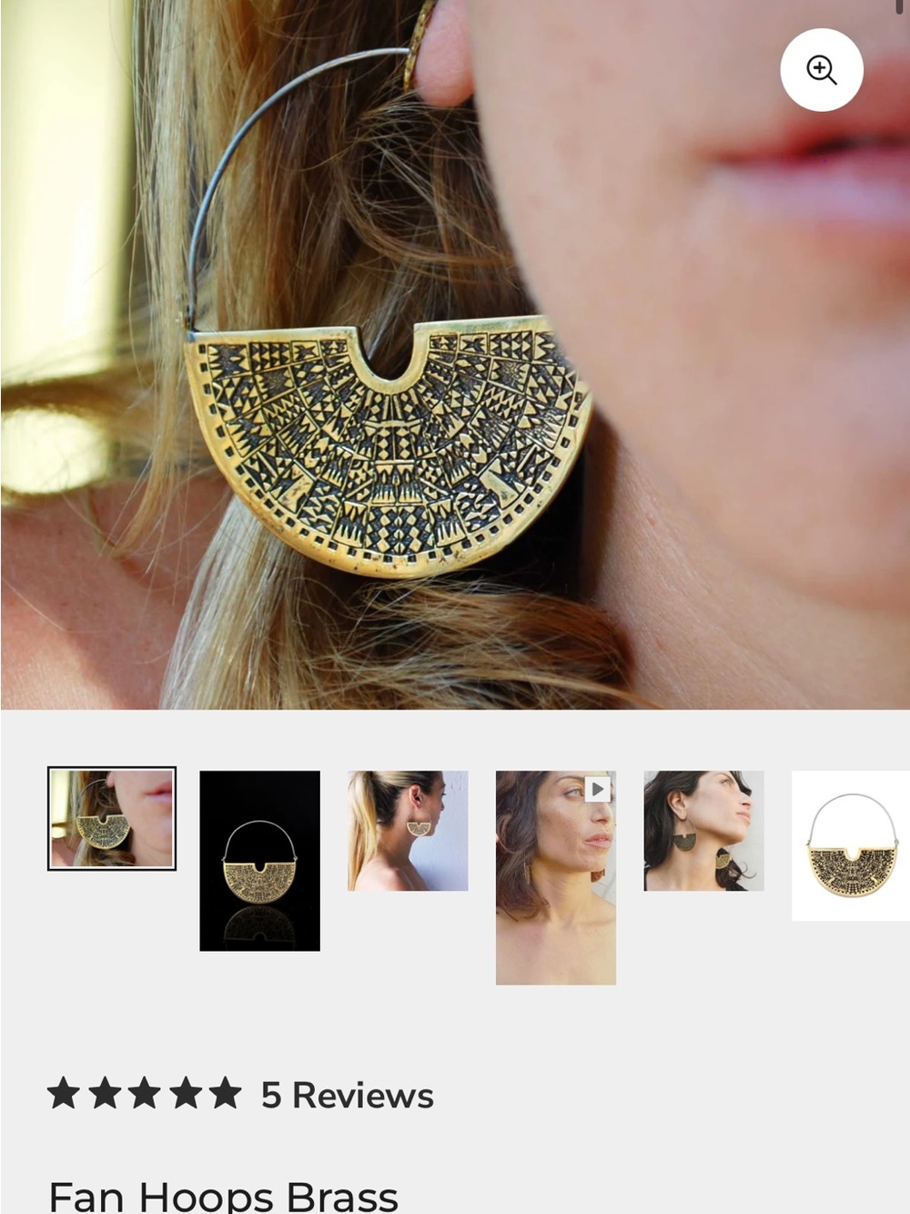 Brass Fan Hoop Earrings - Bold silver Half-Moon Design boho style